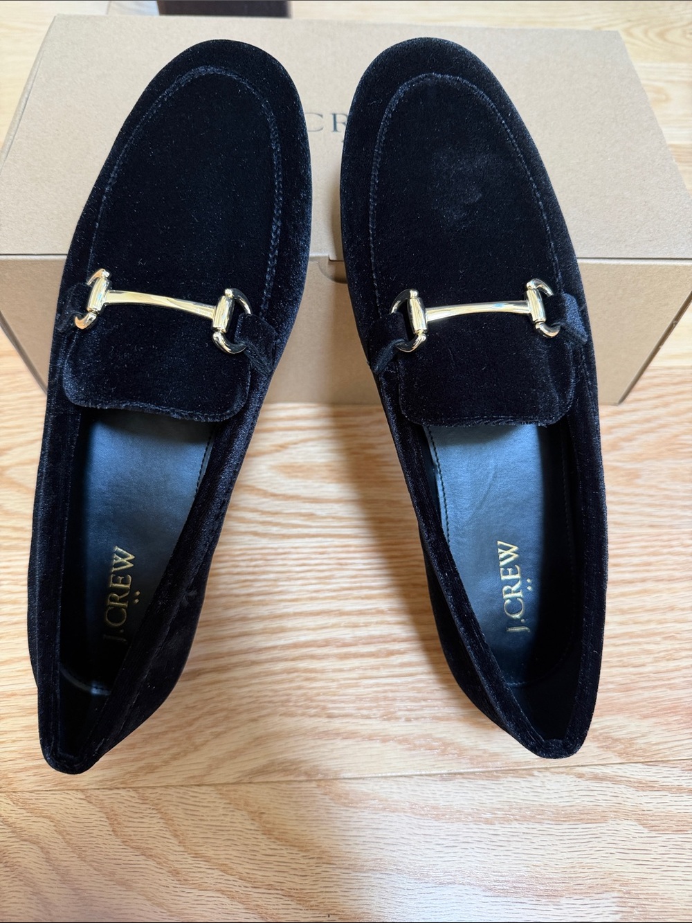 NIB! J.Crew Women’s 8.5 black velvet bit loafers. - Picture 2 of 9